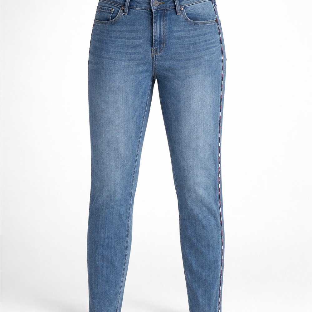 Tommy Hilfiger Light Blue Cropped Jeans with Side Logo Stripe